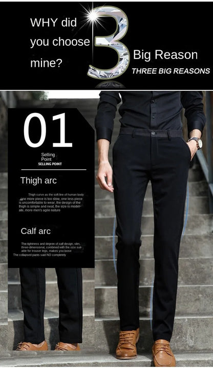 Stretch Suit Trousers for Men Office Pants Non-Ironing Slim Fit Bridegroom Suits Wedding Business Black Suit Pants Men