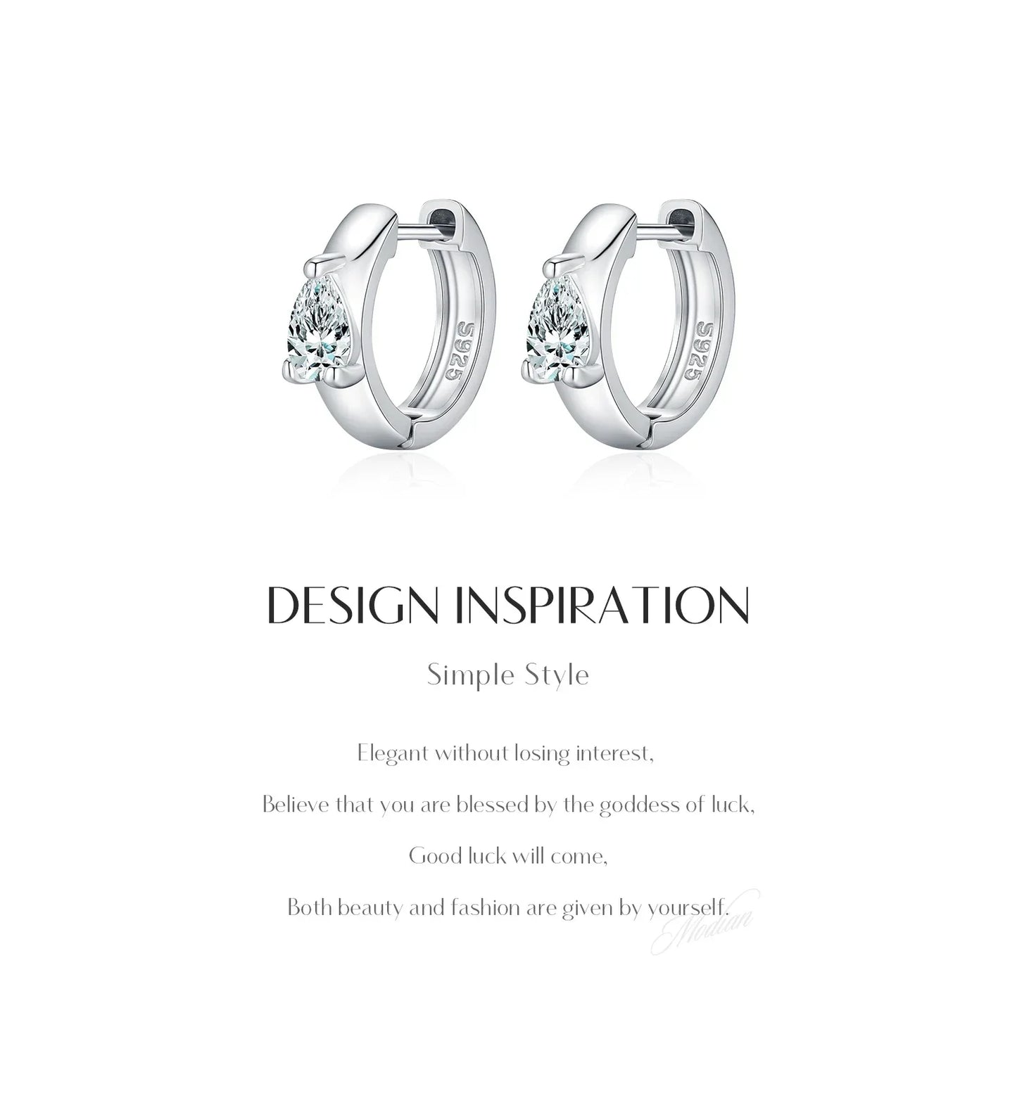 Water Drop D Color Moissanite Neutral Ear Buckle 925 Sterling Sliver Sparkling Hoop Earrings For Women Fine Jewelry