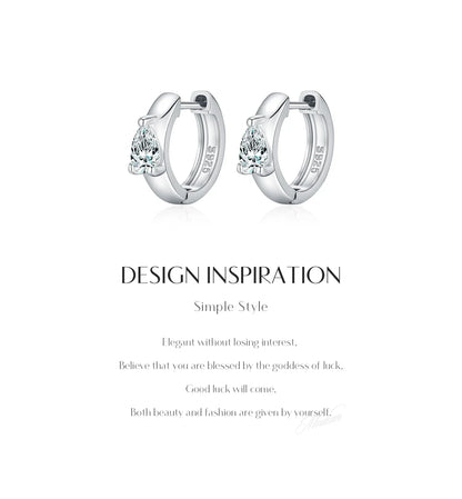 Water Drop D Color Moissanite Neutral Ear Buckle 925 Sterling Sliver Sparkling Hoop Earrings For Women Fine Jewelry