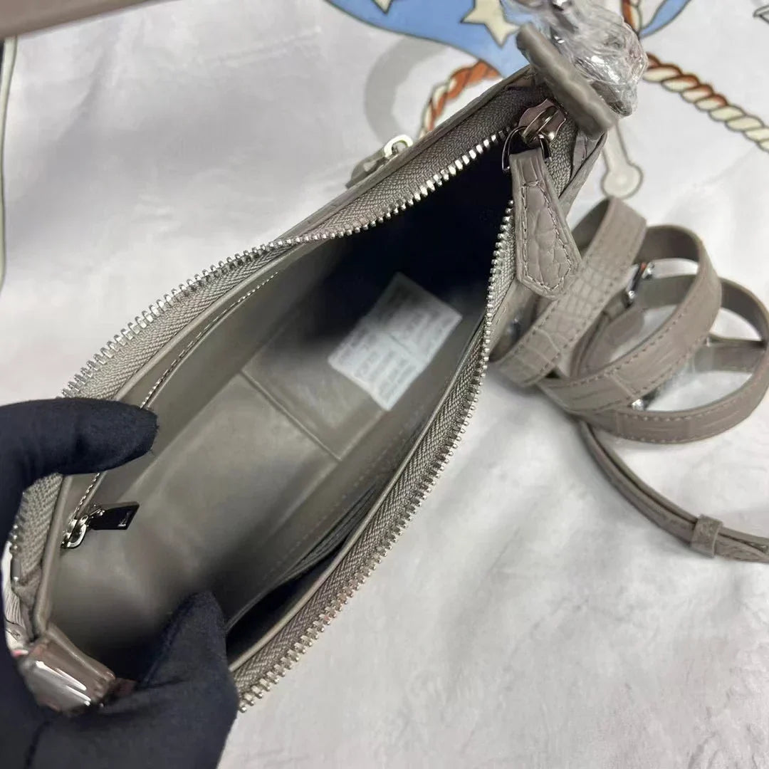 100% genuine real crocodile leather head skin women tote handbag Himalaya white color 2025 new design excellent skin lady tote