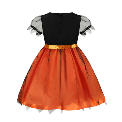 2026 Children's Pumpkin Costume Role Playing Girls Dress Carnival Party Halloween Cosplay Performance Kid Outfit