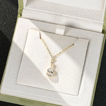 Exquisite 7x10mm Pear Cut Moissanite Pendant Necklace With Certificate for Women 925 Sterling Silver Chains Jewerly Gift