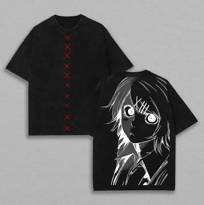 Tokyo Ghoul Juuzou Suzuya Printed Tee Men Women Short Sleeve Clothing Washed Cotton T-shirt Retro Casual T Shirt Harajuku Tshirt