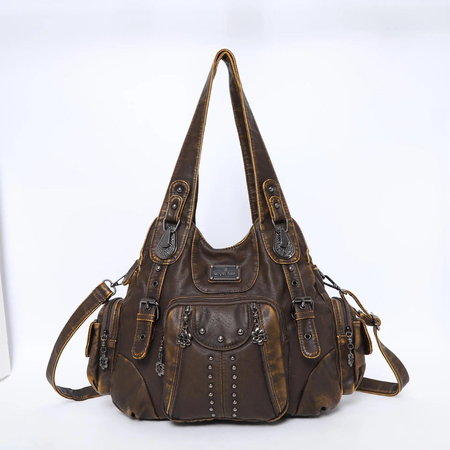 Women's Fashion Shoulder Bag PU Leather Handbag Large Capacity Satchel Vintage Female Shoulder Bag Phone Pouch