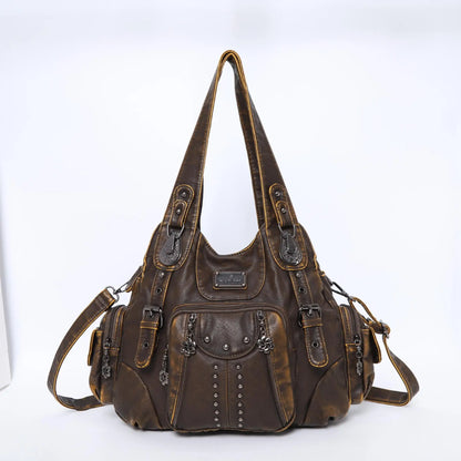 Women's Fashion Shoulder Bag PU Leather Handbag Large Capacity Satchel Vintage Female Shoulder Bag Phone Pouch