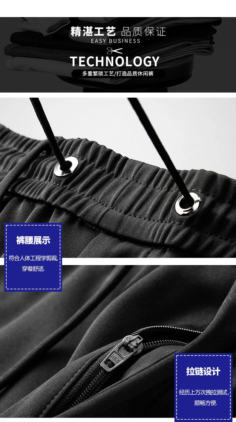 10XL Big Size Men's Summer Casual Pants Straight Fit Elastic Waist Trouser Male Classic Office Plus Large Stretch Zipper Pocket
