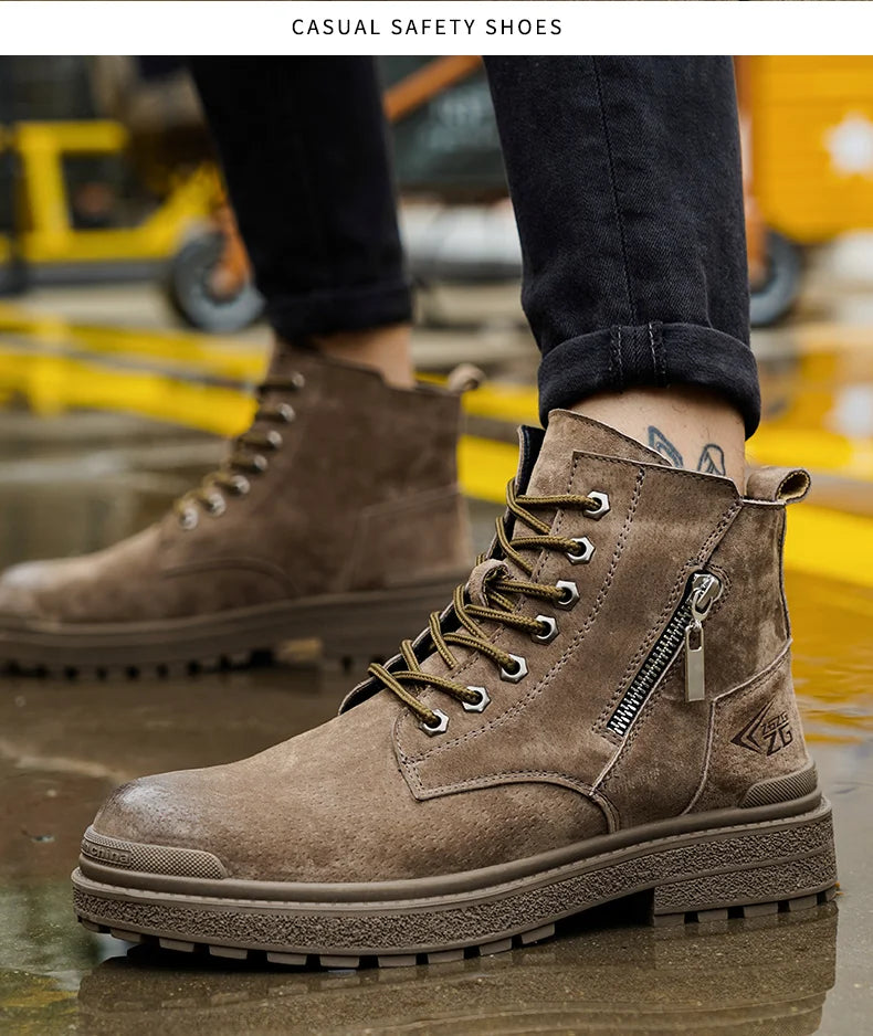 Latest 2024 Fashion Pig Skin Anti Scald Welding Shoes Indestructible Steel Toe Cap Nail Proof Men Safety Work Boots Sneakers