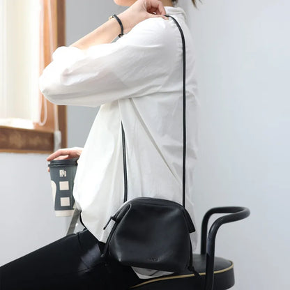 Women's Real Leather Crossbody Bags Luxury Designer Soft Black Shoulder Bag Cowhide Small Size Versatile Fashion Purses