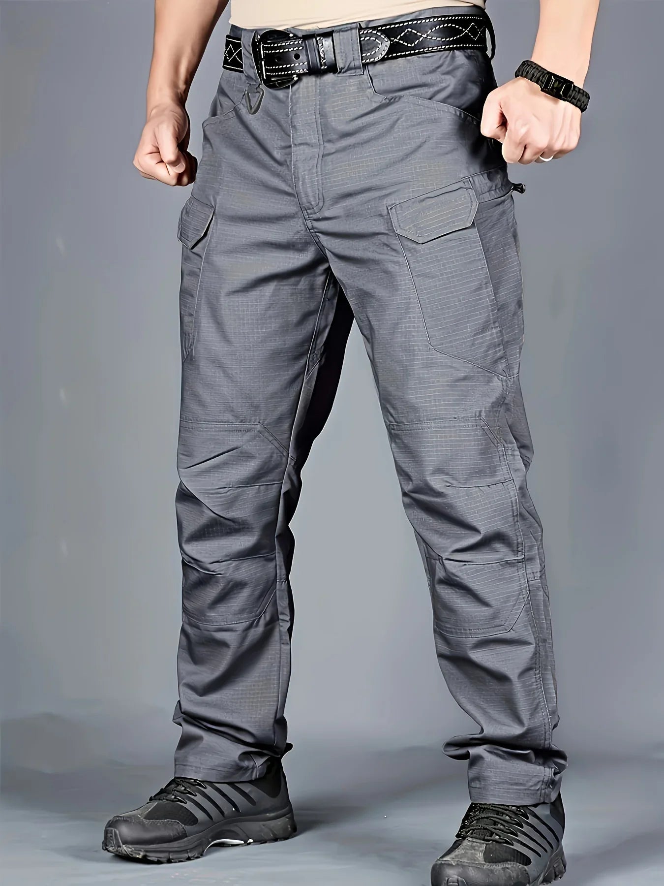 Plus Size Men's Thin Cargo Pants With Side Pockets For Spring Summer Tactical Oversized Loose Punk Pants Big And Tall Guys