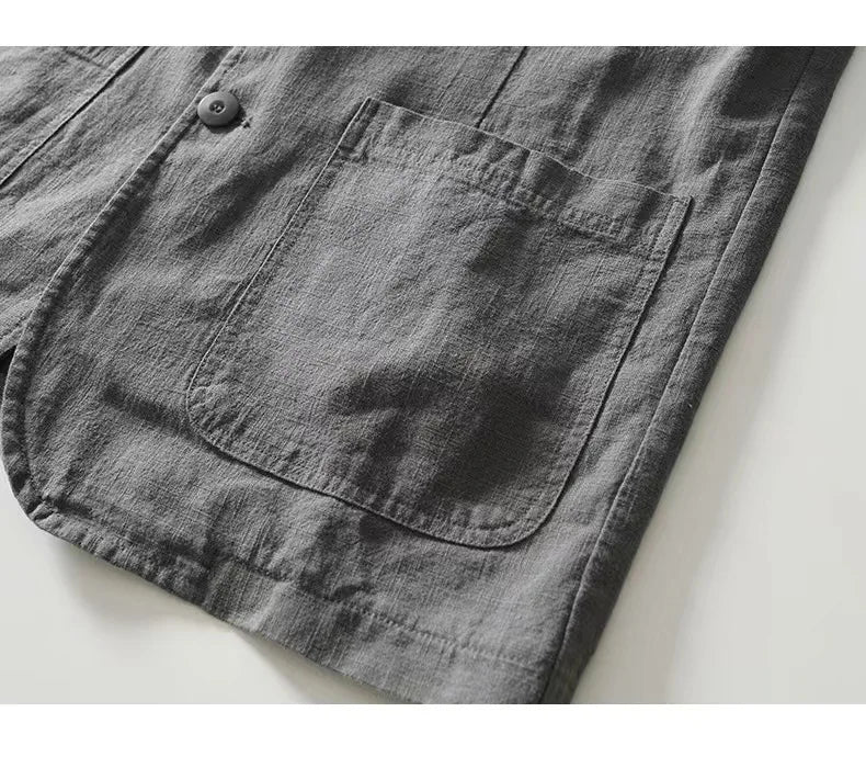 Men's Casual Suit Single-layer Jacket Solid Color Cotton And Linen Casual Fashion Men's Top