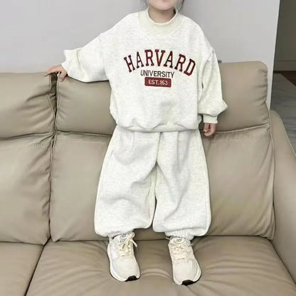 Children Clothing Sweatshirt Sets Autumn Baby Boys Girls Fashion Simple Letter Print Pullover Top+Pants 2PCS Suit Kids Tracksuit