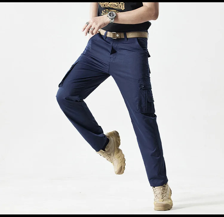Autumn Work Pants Men Multi-pockets Cargo Trousers Casual Wear-resistant Workwear Spring Straight Pant Outdoor Hiking Trousers