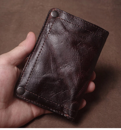Luxury Brand Men's Genuine Leather Wallet High Quality Vintage Bifold Money Clip Credit Card Holder with Zipper Coin Pocket