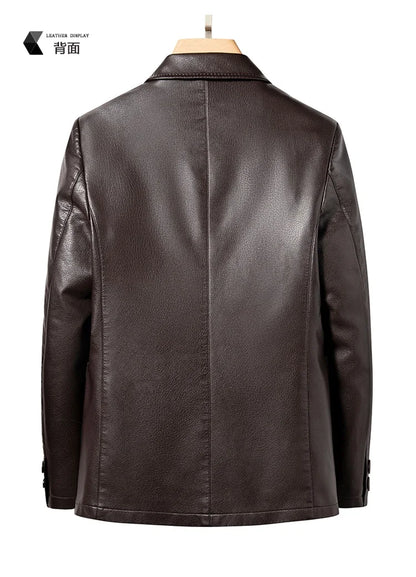 2025 Men's Slim Fit Leather Jacket High-Quality Fashion Trend All-Matching Autumn Winter Blazer for Stylish Men