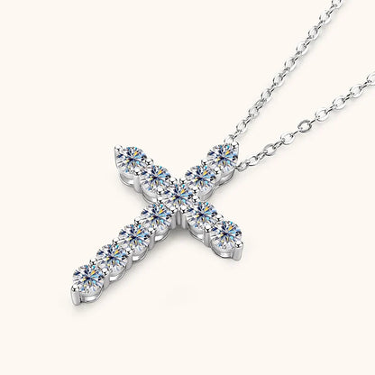 GRA Certified 3.5MM Moissanite Cross Pendant Necklaces for Women S925 Sterling Silver Clavicle Chains Fine Jewelry Gift