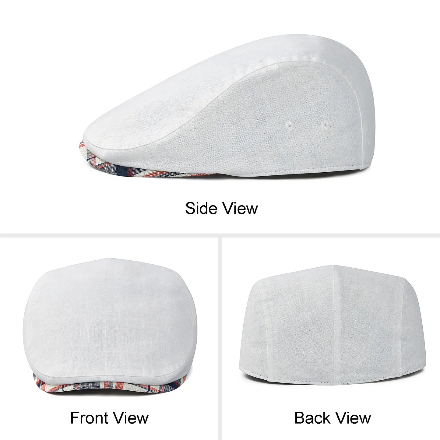 Men's 100% Linen Flat Ivy Gatsby Newsboy Hat Summer Driving Scally Cap Thin Outdoor Casual
