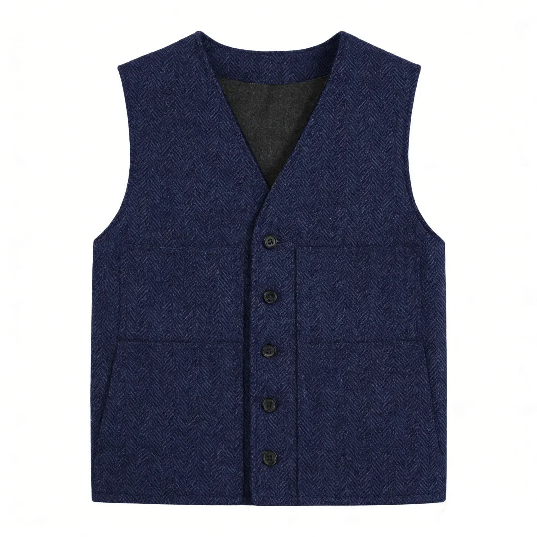 Men Vest Gray V Neck Herringbone Single Button Waistcoat For Wedding Birthday Banquet Party Business Work Daily Men Suit Vest
