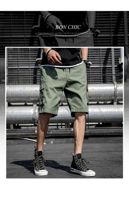 Plus Size Shorts Casual Summer Elastic Waist Cargo Short Men Streetwear Y2k Camouflage Fashion Bermuda Male Side Pocket Breeches