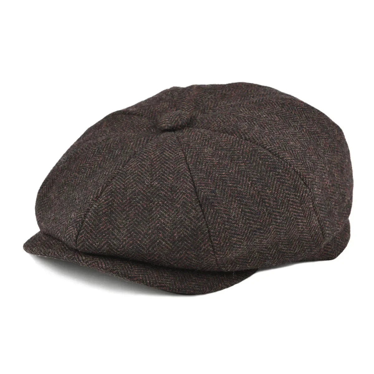 Wool Tweed Newsboy Cap Herringbone Men British Gatsby Retro Hat Driver Flat Cap for Male Vintage Herringbone Beret