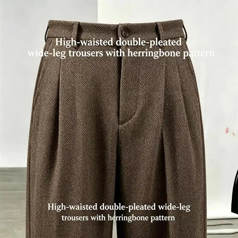 2026 New Men's Pants Formal Wear Herringbone High Quality Men Business Slim Trousers Office Social Dress Pants