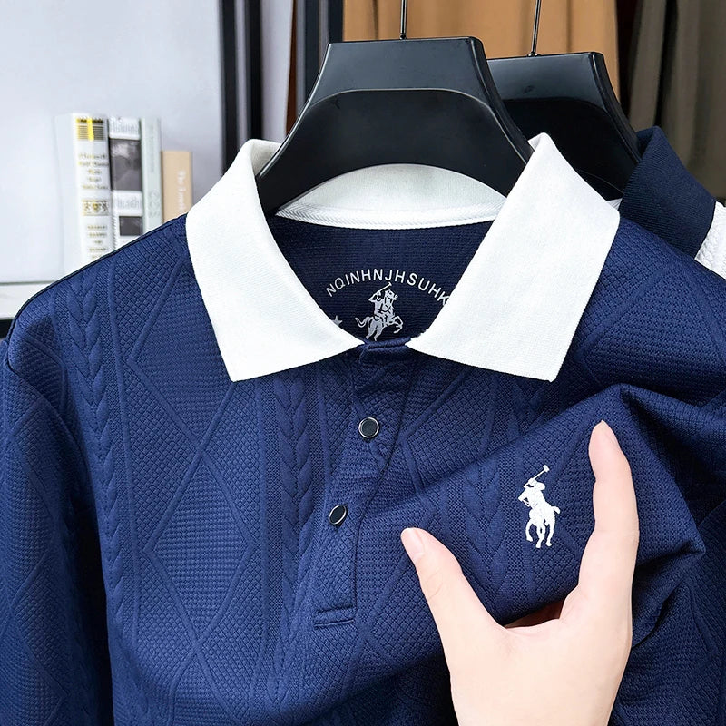 Pecking Men's Summer Light Luxury Collar Polo Shirt Short Sleeved T-shirt Fashionable Versatile Top