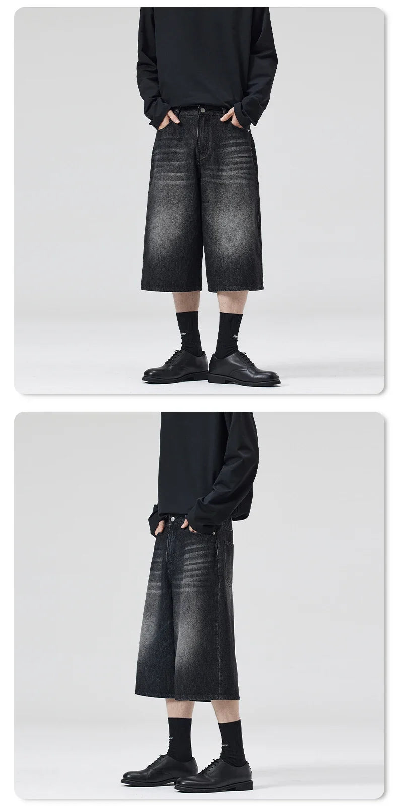 Summer New Fashion Denim Shorts Loose Straight Casual Vintage American Personality Jeans Streetwear Male Short Pants