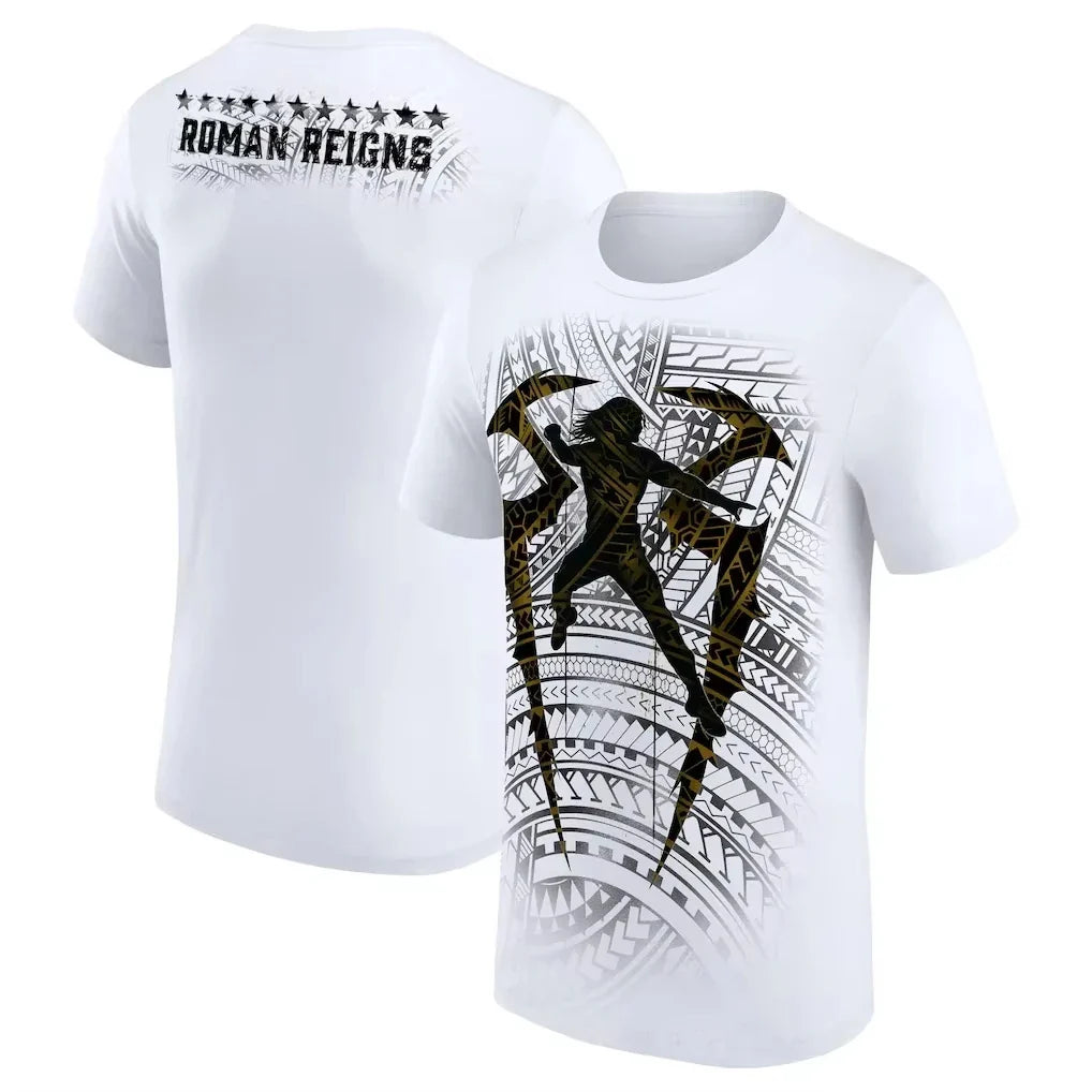 2026 Summer Men's Roman Reigns Tribal Logo 100%Cotton T-Shirt Print High Quality Fashion Breathable Casual Loose Sports shirt