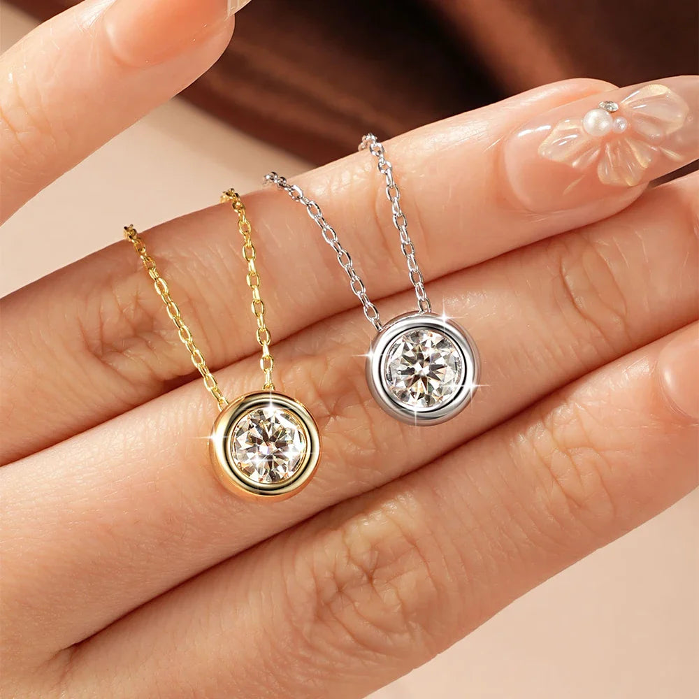 Certified 4mm-7.5mm Bubble Moissanite Necklace Sparkling Solitaire Lab Diamond Pendant Necklaces for Women Jewelry