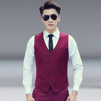 Wine Red Suit Vests for Men Simple Single Breasted High-end Male Waistcoat Slim Fit Formal Business Casual Vest Plus Size 7XL