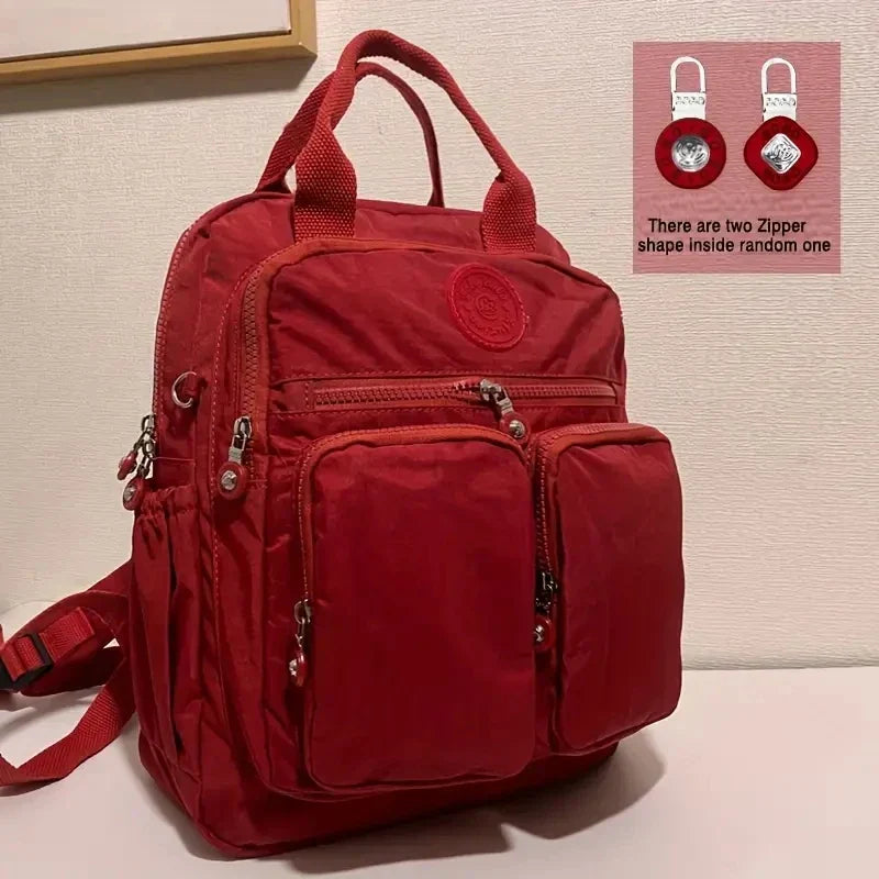 Fashion Woman Backpack Waterproof Nylon Soft Handle Solid Multi-pocket Travel Zipper Feminina School Bags Laptop Backpack