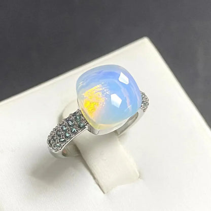 10.6mm Classic Ring for Women Light Blue Zircon Blue Topaz Candy Water Drop Crystal Ring Platinum Plated Jewelry Gift