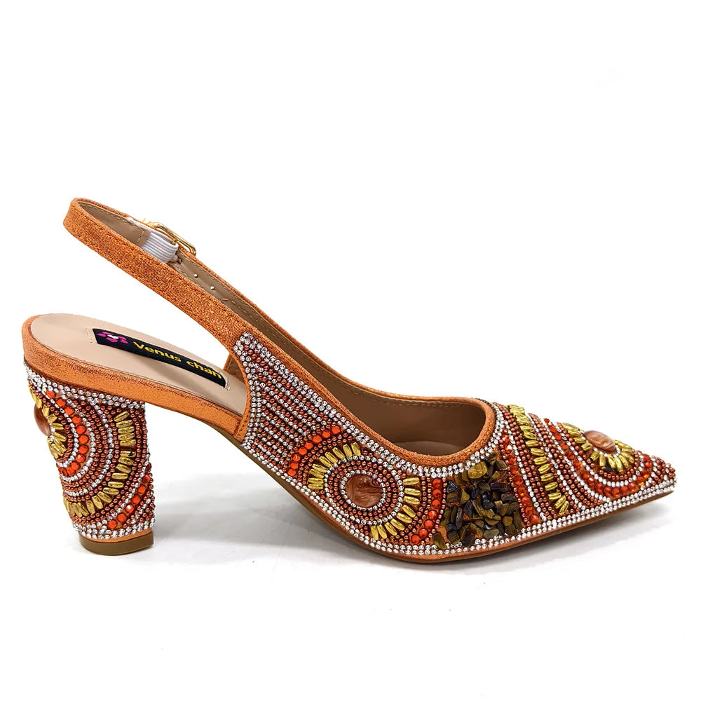 Elegant Italian Design Women's Party Shoes With Matching Handbag - Perfect for Hot African Weddings Stylish Heels and Bag Set