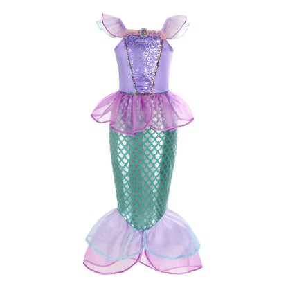 Kid Purple Mermaid Dress Princess Costume Perform Clothes Baby Girl Birthday Party Christmas Cosplay Dress Suit for Girls
