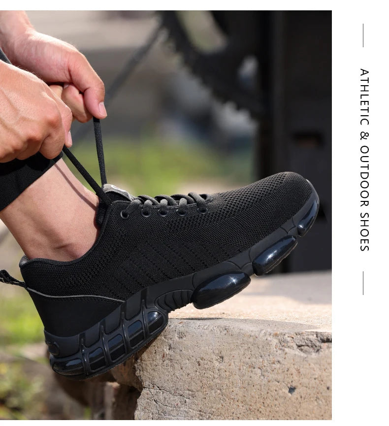 Steel Toe Shoes for Men Lightweight Work Shoes Air Cushioned Sneakers Indestructible Construction Industrial Work Safety Sneaker