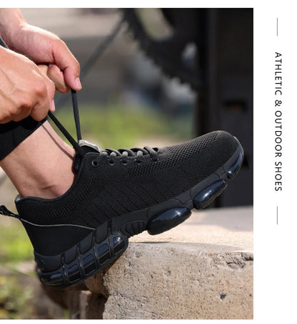 Steel Toe Shoes for Men Lightweight Work Shoes Air Cushioned Sneakers Indestructible Construction Industrial Work Safety Sneaker
