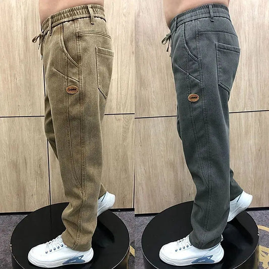 Autumn Pants Men's Jeans Men's Trousers Loose Versatile Autumn Winter High-waist Middle-aged Stretch Harem Pants