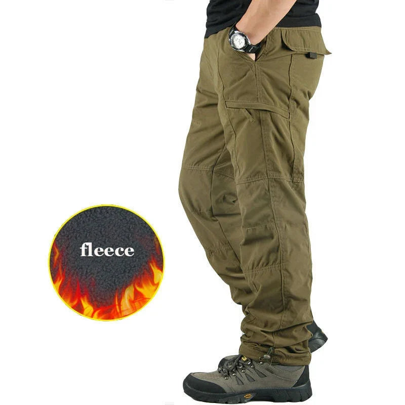 Tactical Fleece Pants Men Winter Outdoor Work Cargo Trousers Thicken Warm Baggy Long Trousers Male Multi-pocket Tactical Pants