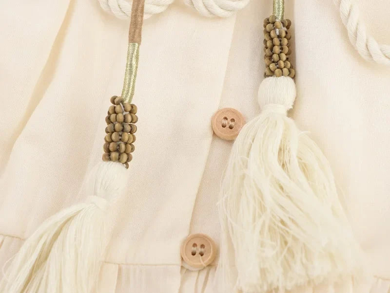 Flower Embroidered Mini Dress Women Tassel Pleated Short Dresses for Woman Summer Beach Women's Dress Boho Dress Woman