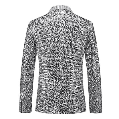 Men's Blazers Business Fashion Single Button Wedding Stage Handsome Casual Suit Outwear Sequin Gold Silver Suit Jackets M-6XL