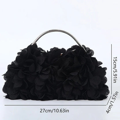 Flower Evening Clutch Purse Sweet Style Floral Wedding Romantic Bridal Handbag Metal Handle Banquet Dinner Dress Bags with Chain