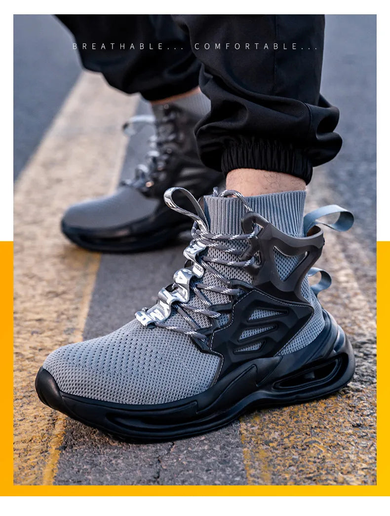 European Plus Size 50 Newest Design Men Wrok Safety Boots Anti-smash Steel Toe Cap Indestructible Construction Industry Shoes