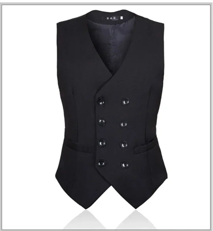 2026 Men's Slim Waistcoat Vest Spring Autumn Solid Double Breasted Oversized Suit Vest Men Formal Blazer Vest Wedding Party Tops