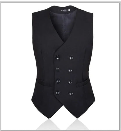 2026 Men's Slim Waistcoat Vest Spring Autumn Solid Double Breasted Oversized Suit Vest Men Formal Blazer Vest Wedding Party Tops