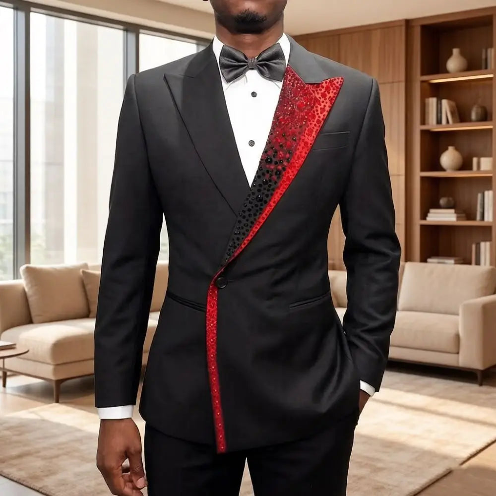 Men Beaded Slim Fit 2 Pieces Wedding Prom Mix Match Designer Style Suit Separates Groom Banquet For Special Occasion Wear