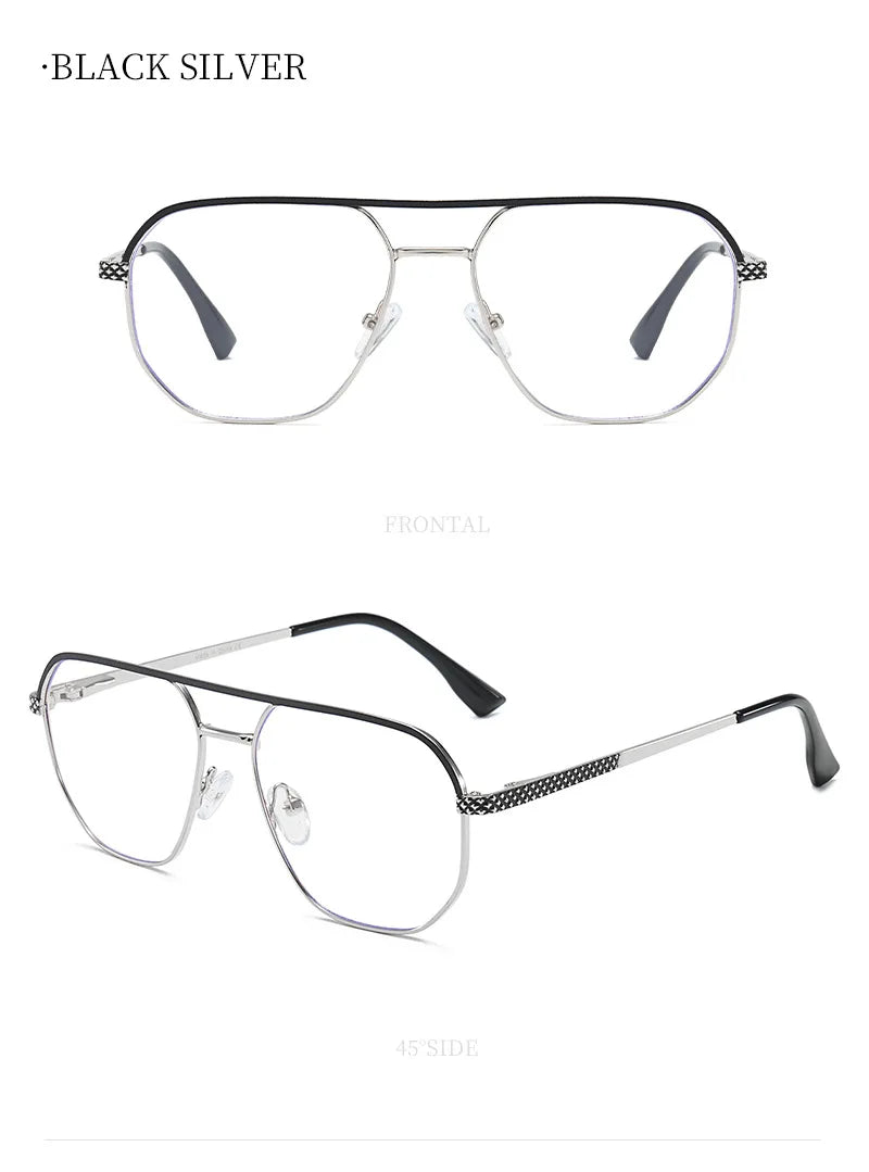 Fashion Metal Eyeglasses Frames New Double-Beam Eyeglasses Frames Anti-Blue Light Eyeglasses Customizable Prescription