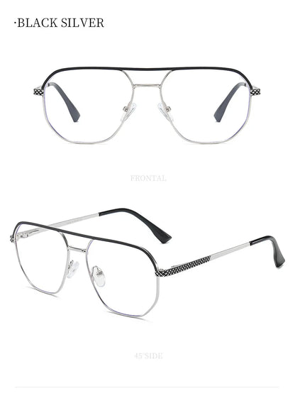 Fashion Metal Eyeglasses Frames New Double-Beam Eyeglasses Frames Anti-Blue Light Eyeglasses Customizable Prescription