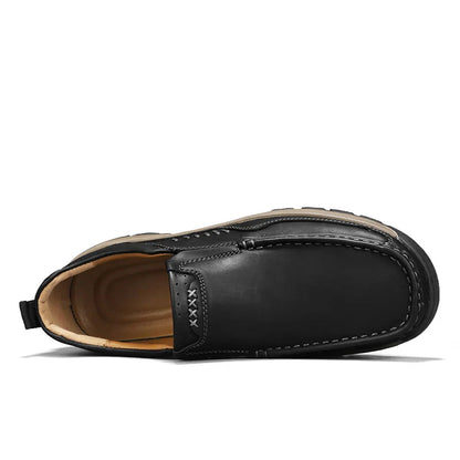 Men's Hand-Stitched Fashion Loafers, Solid Color Low-Top Casual Shoes, Simple Trendy Slip-On Sneakers, Men's Shoes for All Seasons, Daily Office Business Shoes, Large Size Men's Shoes