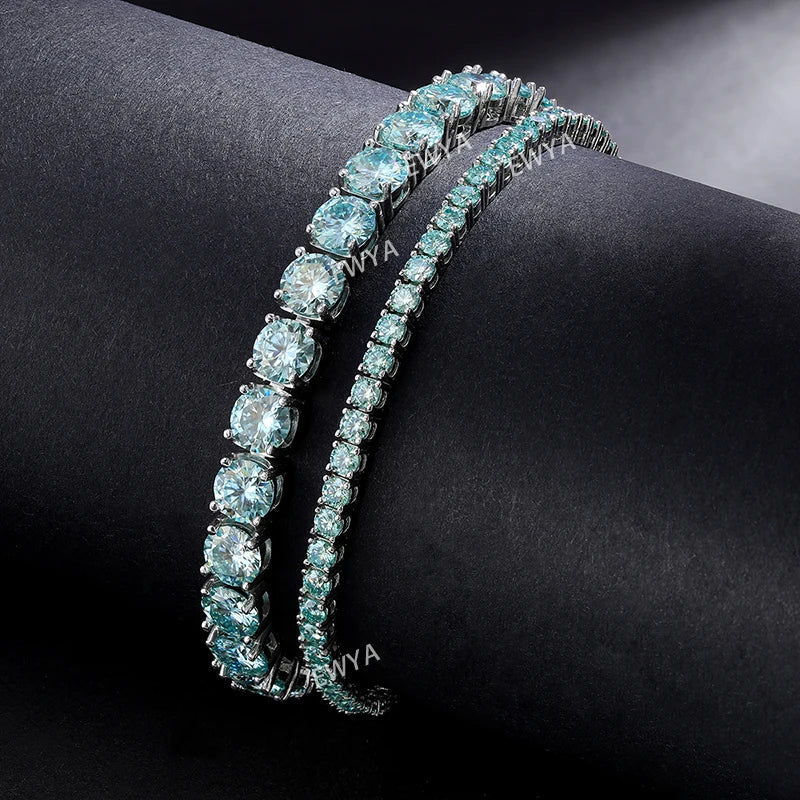 GRA Certified Tangerine Blue Full 3/4/5/6.5MM Moissanite Tennis Bracelet for Women Men S925 Silver 23cm Link Bracelets Gift