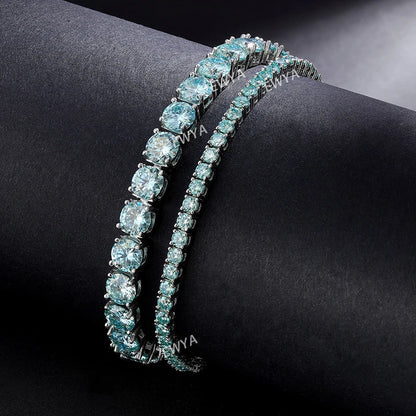 Luxury Real 3/4/5/6.5MM Full Champagne Blue Green Moissanite Tennis Bracelet for Men Women S925 All Red Diamond Bracelets