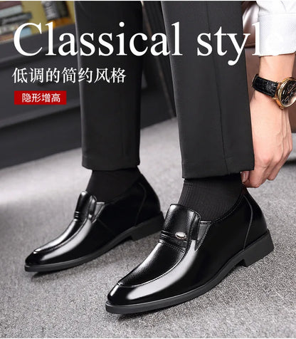 Autumn Increased 6 Cm Men Formal Shoes Hidden Heel Men's Wedding Oxfords Heighten Tall Male Dress Leather Footwear